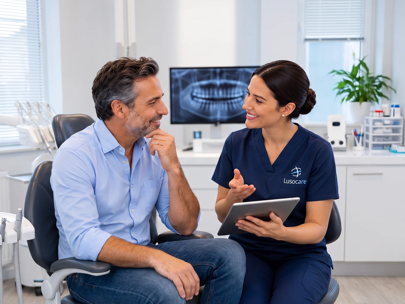 Conversa entre médica dentista e doente